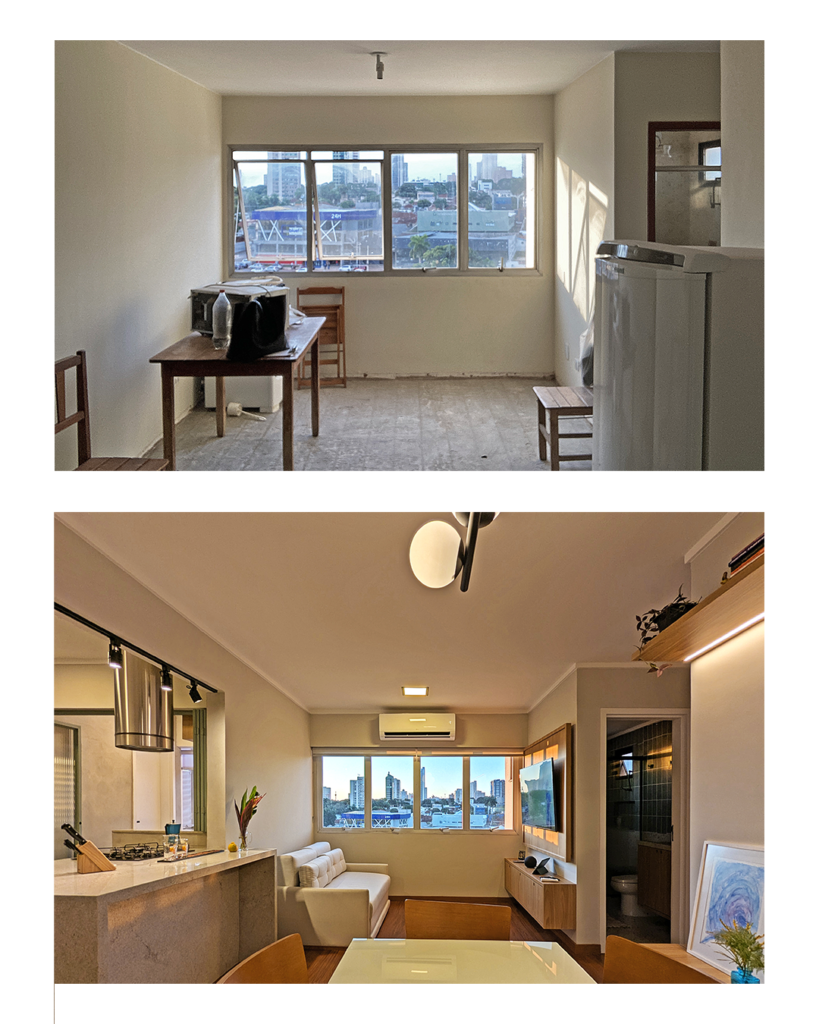 Antes e depois - Sala de estar