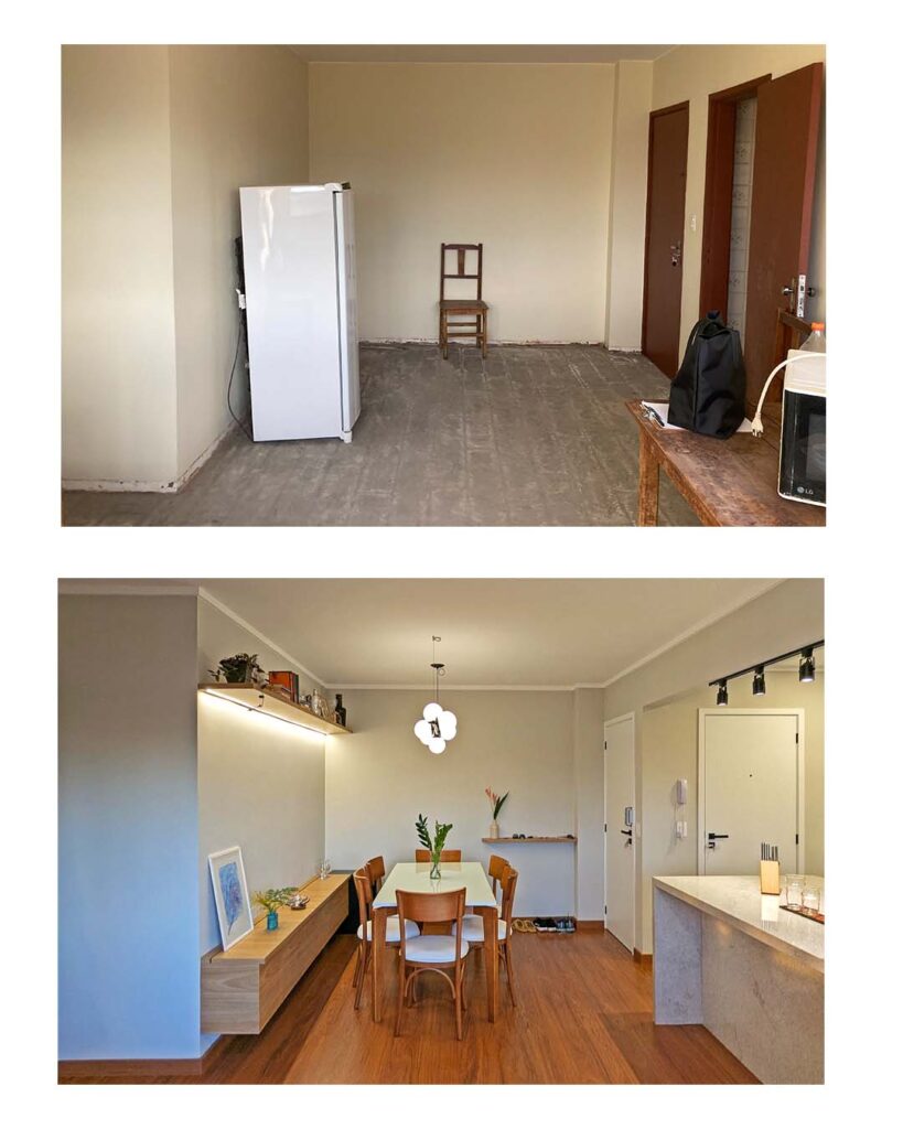 Antes e depois - Sala de jantar